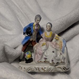 Vintage Made in Occupied Japan Courting Couple Ceramic Figurine Colonial Decor
